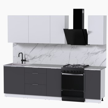 Набор корпусной мебели для кухни " Микс Топ-5" белый премиум/ графит серый/мрамор марквина