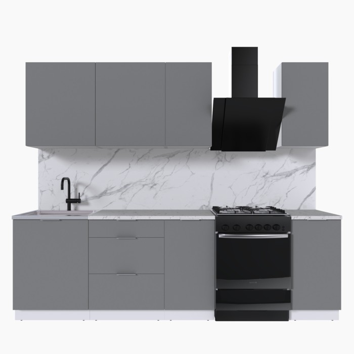 Набор корпусной мебели для кухни " Микс Топ-5" шиншилла серая/ шиншилла серая/мрамор марквина