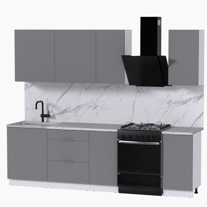 Набор корпусной мебели для кухни " Микс Топ-5" шиншилла серая/ шиншилла серая/мрамор марквина