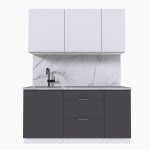 Набор корпусной мебели для кухни " Микс Топ-2" белый премиум/ графит серый/мрамор лацио белый