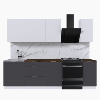 Набор корпусной мебели для кухни " Микс Топ-6" белый премиум/графит серый/дуб флагстаф темный