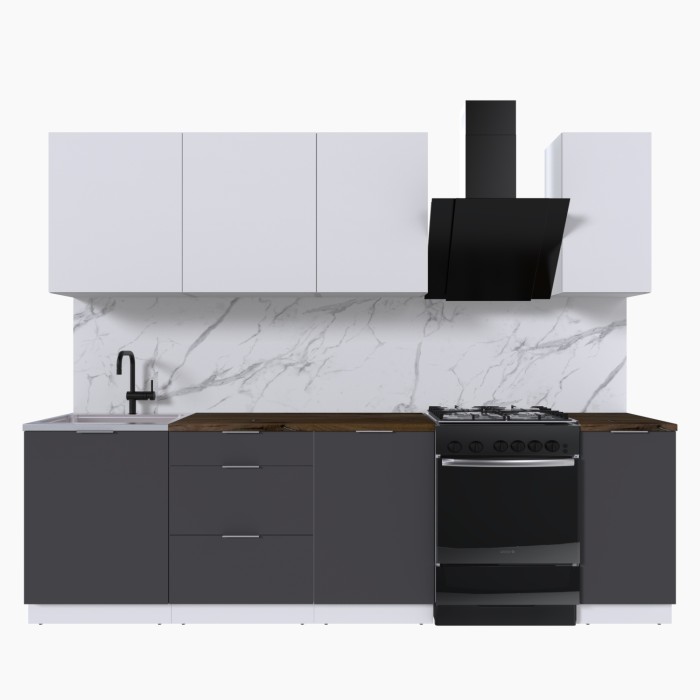 Набор корпусной мебели для кухни " Микс Топ-6" белый премиум/графит серый/дуб флагстаф темный