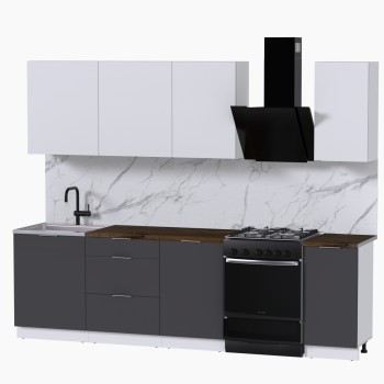 Набор корпусной мебели для кухни " Микс Топ-6" белый премиум/графит серый/дуб флагстаф темный