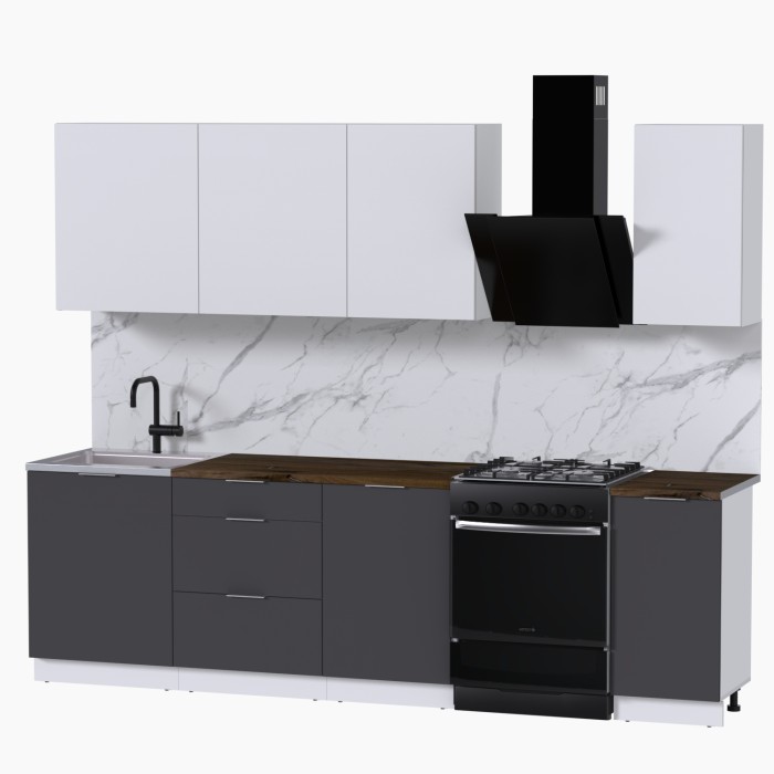 Набор корпусной мебели для кухни " Микс Топ-6" белый премиум/графит серый/дуб флагстаф темный