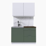 Набор корпусной мебели для кухни " Микс Топ-1" белый премиум/дымчато зеленый/дуб флагстаф темный