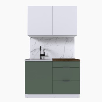 Набор корпусной мебели для кухни " Микс Топ-1" белый премиум/дымчато зеленый/дуб флагстаф темный