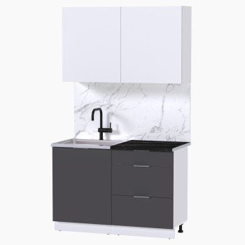 Набор корпусной мебели для кухни " Микс Топ-1" белый премиум/графит серый/тунис