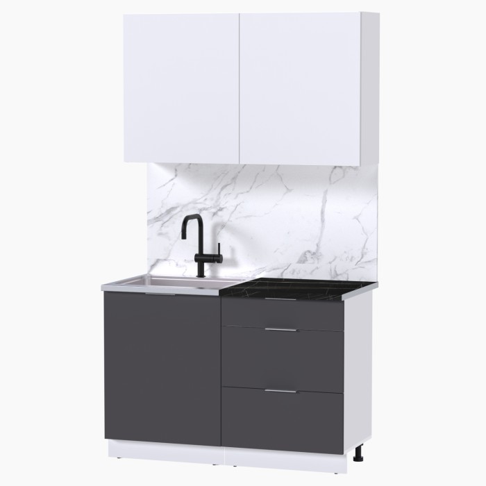 Набор корпусной мебели для кухни " Микс Топ-1" белый премиум/графит серый/тунис