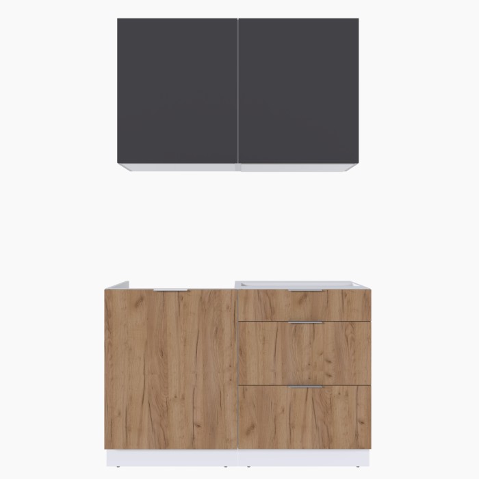 Набор корпусной мебели для кухни " Микс Топ-1" графит серый/дуб крафт золотой