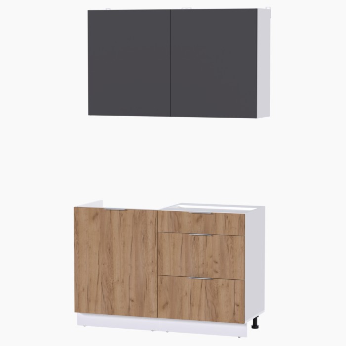 Набор корпусной мебели для кухни " Микс Топ-1" графит серый/дуб крафт золотой