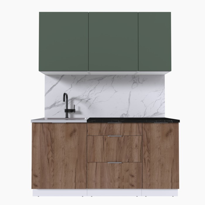 Набор корпусной мебели для кухни " Микс Топ-2" дымчато зеленый/ дуб крафт табачный/тунис