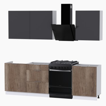 Набор корпусной мебели для кухни " Микс Топ-4" графит серый/дуб каньон
