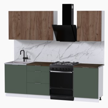 Набор корпусной мебели для кухни " Микс Топ-4" дуб крафт табачный/дымчато зеленый/дуб флагстаф темный