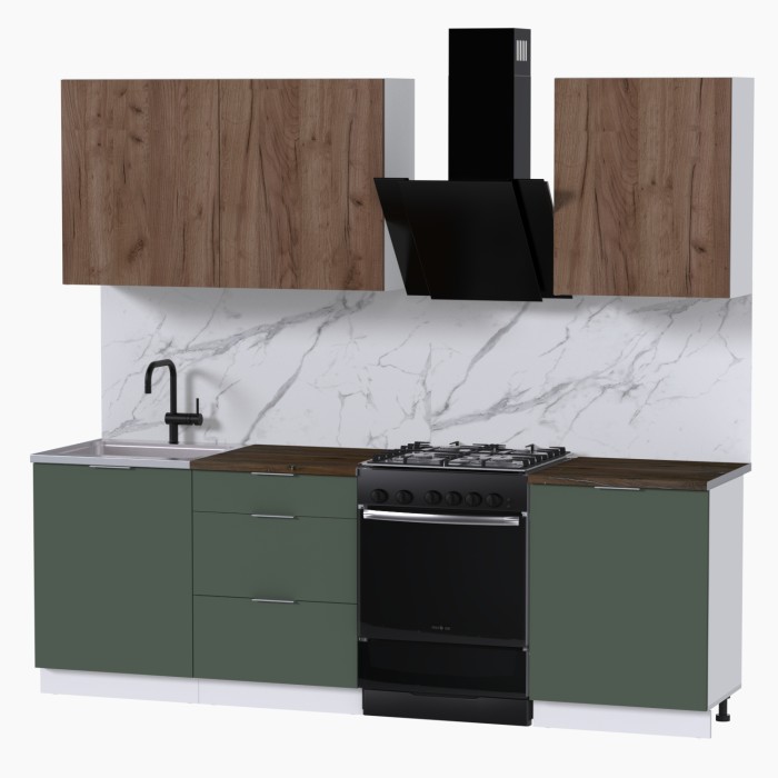 Набор корпусной мебели для кухни " Микс Топ-4" дуб крафт табачный/дымчато зеленый/дуб флагстаф темный