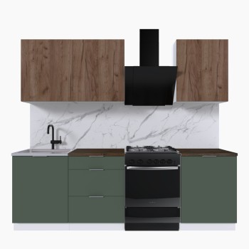 Набор корпусной мебели для кухни " Микс Топ-4" дуб крафт табачный/дымчато зеленый/дуб флагстаф темный