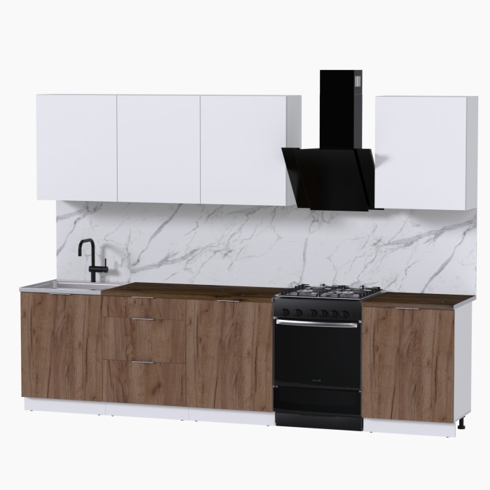 Набор корпусной мебели для кухни " Микс Топ-8" белый премиум/дуб крафт табачный/дуб флагстаф темный