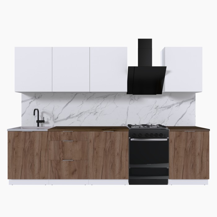 Набор корпусной мебели для кухни " Микс Топ-8" белый премиум/дуб крафт табачный/дуб флагстаф темный
