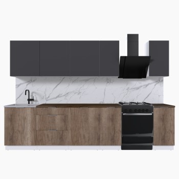 Набор корпусной мебели для кухни " Микс Топ-9" графит серый/дуб каньон/дуб флагстаф темный