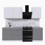 Набор корпусной мебели для кухни " Микс Топ-4" белый премиум/шиншилла серая/мрамор лацио белый