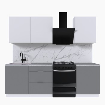 Набор корпусной мебели для кухни " Микс Топ-4" белый премиум/шиншилла серая/мрамор лацио белый