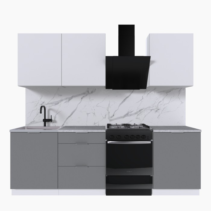Набор корпусной мебели для кухни " Микс Топ-4" белый премиум/шиншилла серая/мрамор лацио белый