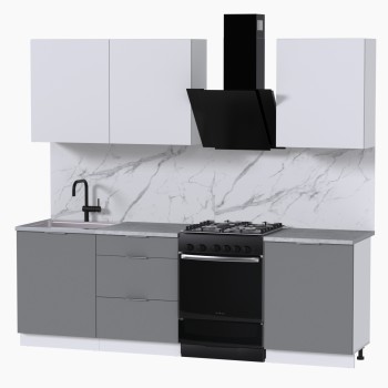 Набор корпусной мебели для кухни " Микс Топ-4" белый премиум/шиншилла серая/мрамор лацио белый