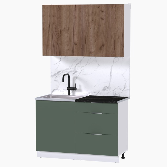 Набор корпусной мебели для кухни " Микс Топ-1" дуб крафт табачный/дымчато зеленый/тунис