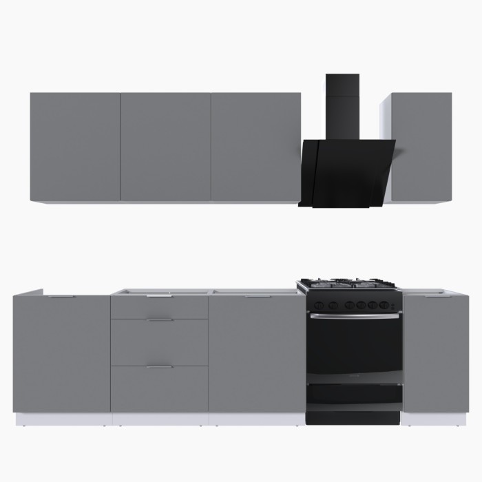 Набор корпусной мебели для кухни " Микс Топ-7" шиншилла серая/ шиншилла серая/
