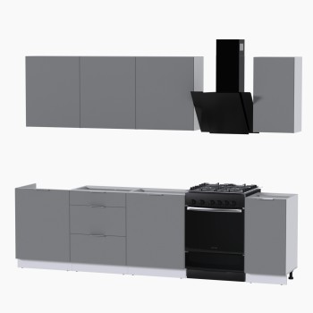 Набор корпусной мебели для кухни " Микс Топ-7" шиншилла серая/ шиншилла серая/