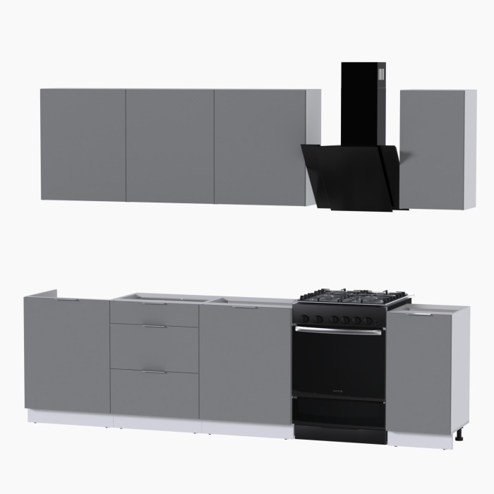 Набор корпусной мебели для кухни " Микс Топ-7" шиншилла серая/ шиншилла серая/