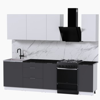 Набор корпусной мебели для кухни " Микс Топ-5" белый премиум/ графит серый/тунис