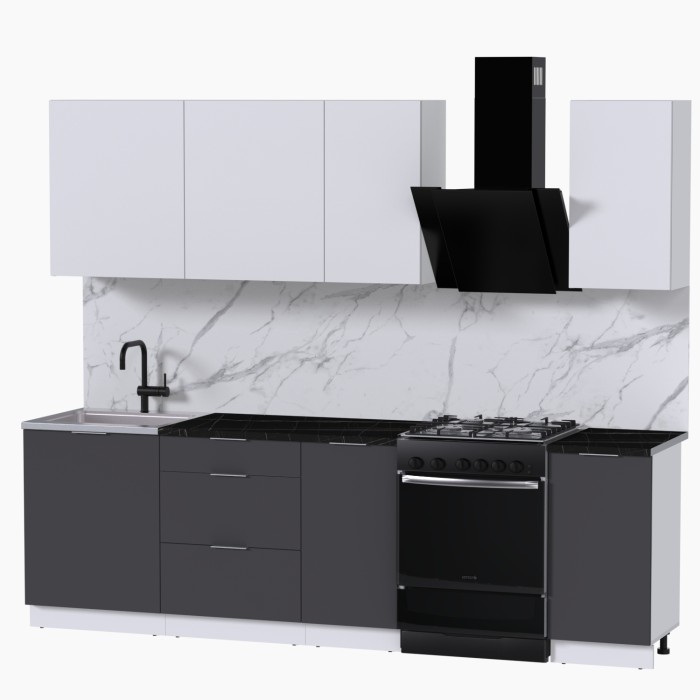 Набор корпусной мебели для кухни " Микс Топ-5" белый премиум/ графит серый/тунис