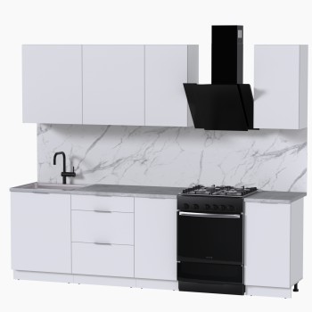 Набор корпусной мебели для кухни " Микс Топ-5" белый премиум/мрамор лацио белый
