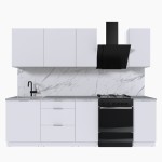 Набор корпусной мебели для кухни " Микс Топ-5" белый премиум/мрамор лацио белый