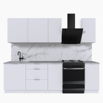 Набор корпусной мебели для кухни " Микс Топ-5" белый премиум/мрамор лацио белый