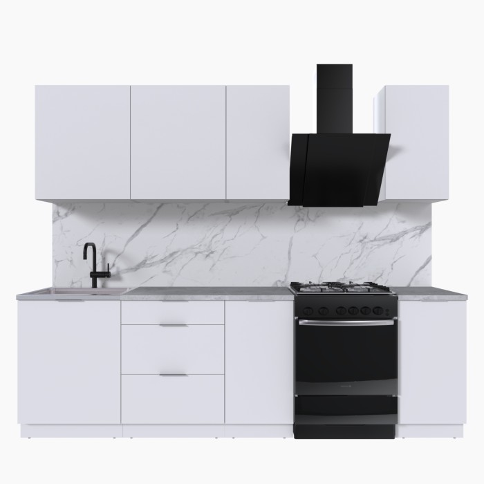 Набор корпусной мебели для кухни " Микс Топ-5" белый премиум/мрамор лацио белый