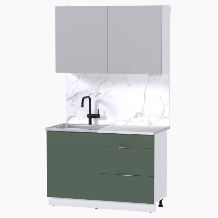 Набор корпусной мебели для кухни " Микс Топ-1" кашемир/дымчато зеленый/мрамор марквина