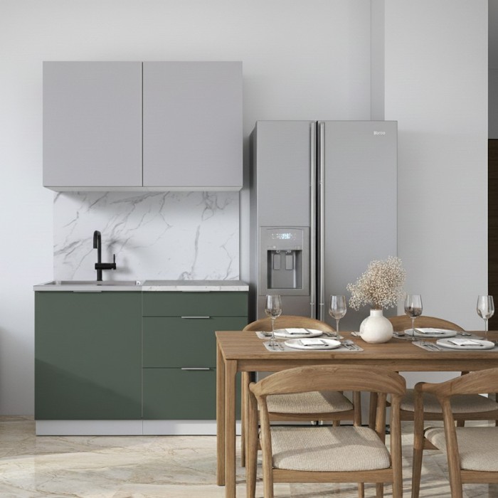 Набор корпусной мебели для кухни " Микс Топ-1" кашемир/дымчато зеленый/мрамор марквина
