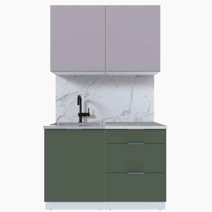 Набор корпусной мебели для кухни " Микс Топ-1" кашемир/дымчато зеленый/мрамор марквина