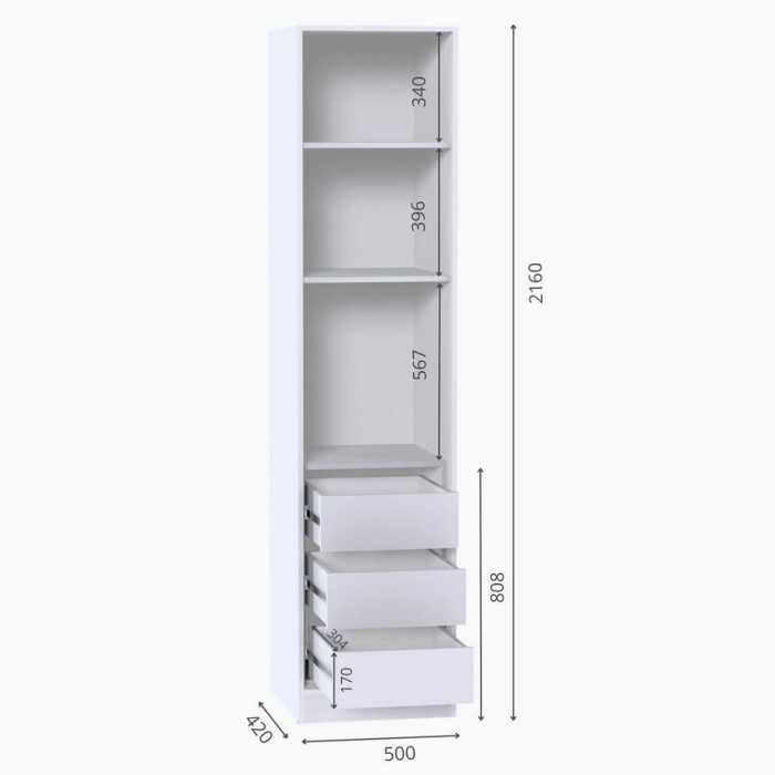 Шкаф комбинированный МР-03 (420 ) шиншилла серая