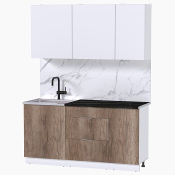 Набор корпусной мебели для кухни " Микс Топ-2" белый премиум/дуб каньон/тунис