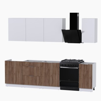 Набор корпусной мебели для кухни " Микс Топ-7" белый премиум/дуб крафт табачный