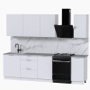 Набор корпусной мебели для кухни " Микс Топ-6" белый премиум/мрамор лацио белый