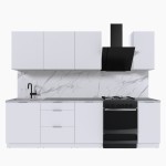 Набор корпусной мебели для кухни " Микс Топ-6" белый премиум/мрамор лацио белый