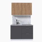 Набор корпусной мебели для кухни " Микс Топ-1" дуб крафт золотой/графит серый/мрамор лацио белый