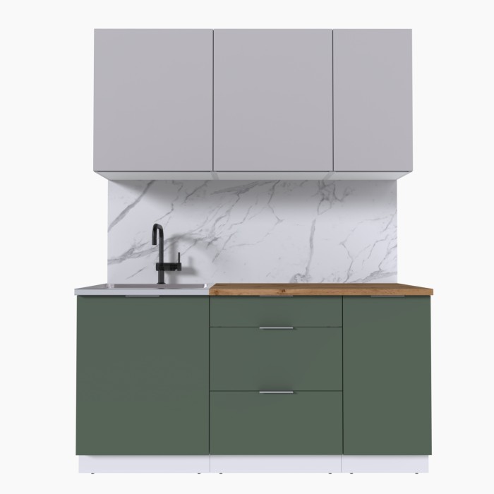 Набор корпусной мебели для кухни " Микс Топ-2" кашемир/дымчато зеленый/дуб вотан