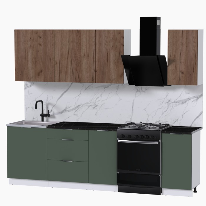 Набор корпусной мебели для кухни " Микс Топ-5" дуб крафт табачный/дымчато зеленый/тунис