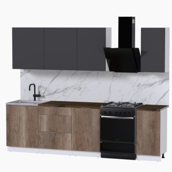 Набор корпусной мебели для кухни " Микс Топ-6" графит серый/дуб каньон/дуб флагстаф темный