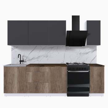 Набор корпусной мебели для кухни " Микс Топ-6" графит серый/дуб каньон/дуб флагстаф темный