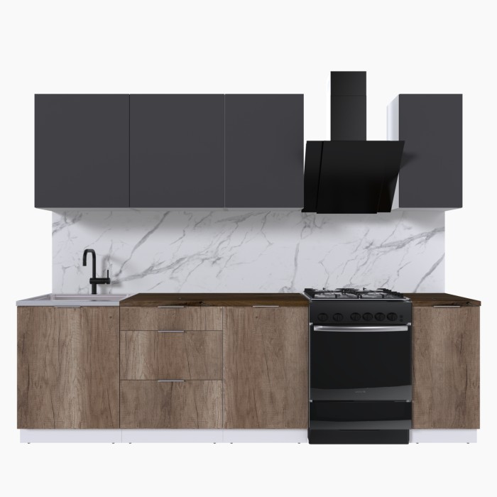Набор корпусной мебели для кухни " Микс Топ-6" графит серый/дуб каньон/дуб флагстаф темный